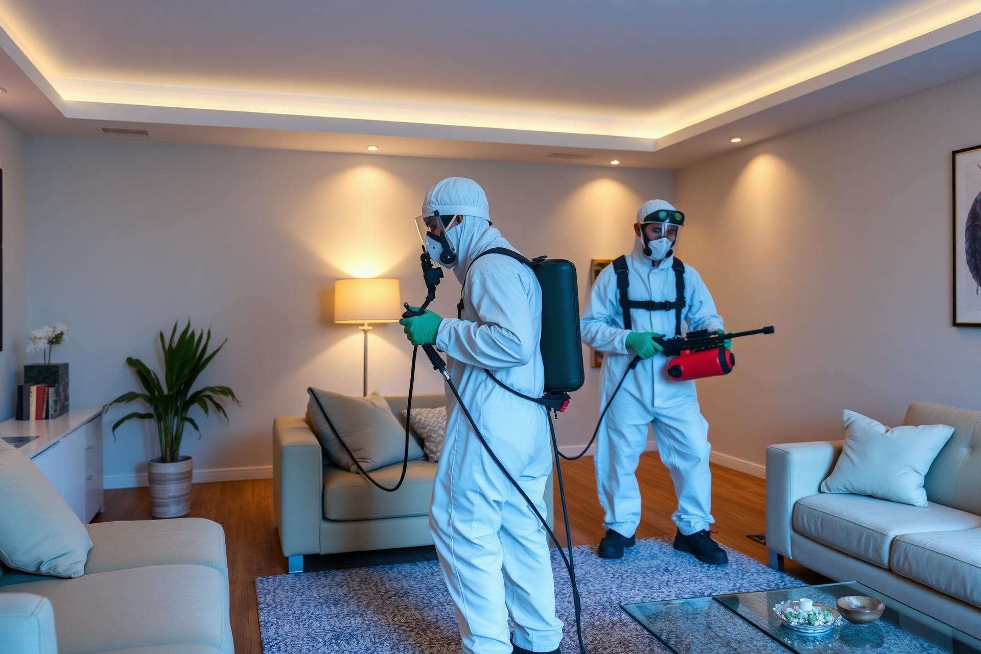 Equipe Beserag realizando serviço de dedetização em residência